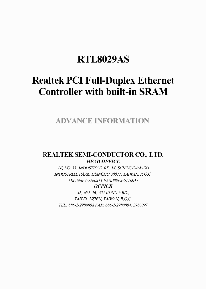 RTL8029AS_1136139.PDF Datasheet